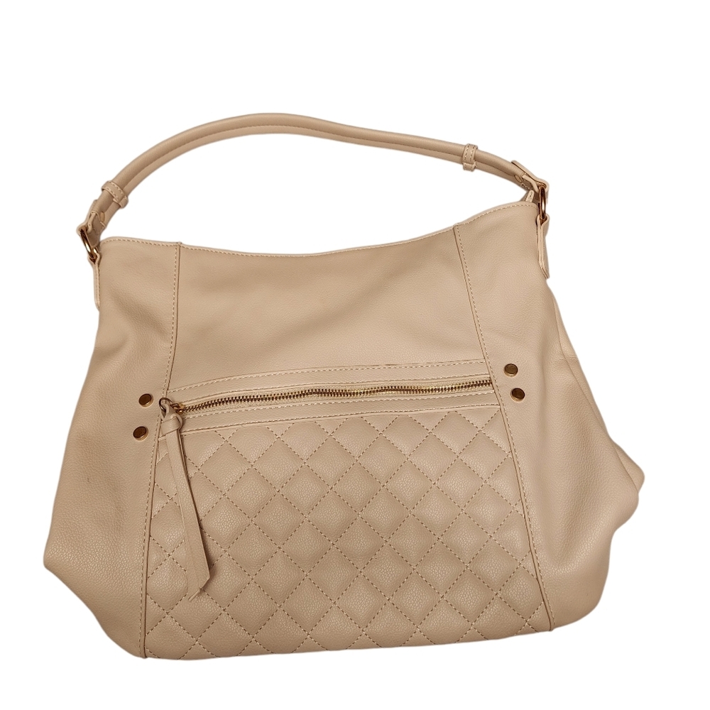 Quilted White Sand Hobo Bag
